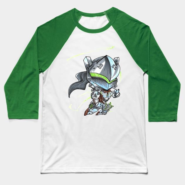 genji overwatch chibi Baseball T-Shirt by Geeky Gimmicks